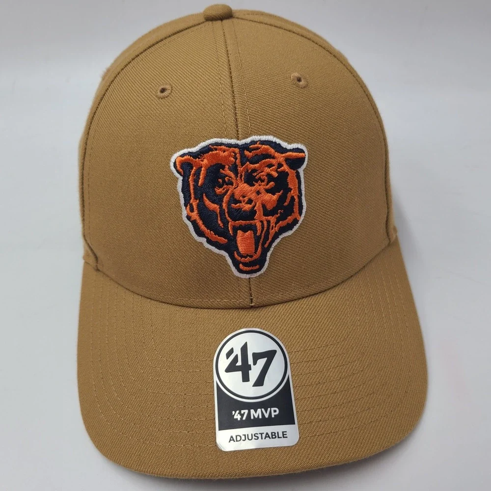 Chicago Bears Hat Adjustable 47 Brand MVP Brown NFL Super Bowl XX Patch Logo Men